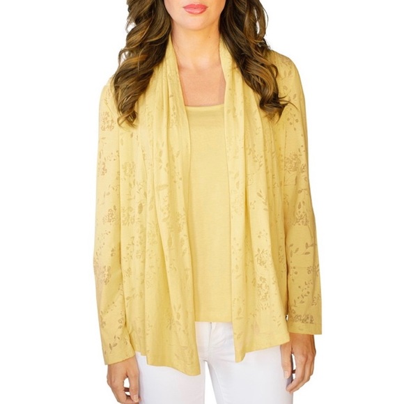 Tops - NWOT Yellow Burnout Cardigan & Tank Twin Set